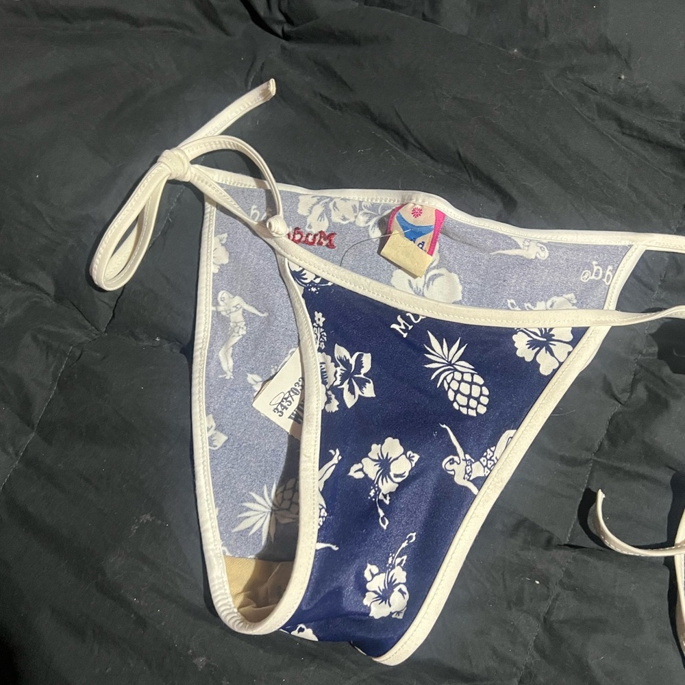 Blue and White Floral Bikini Bottom new Mudd